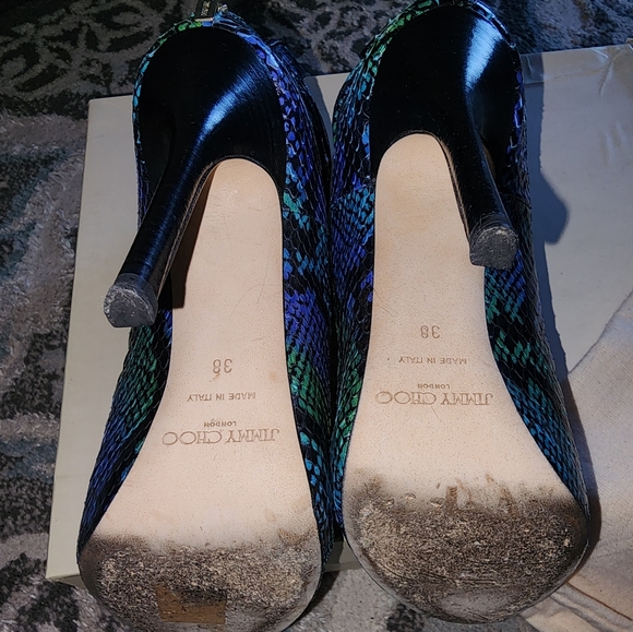 Jimmy Choo Blue and Green Strappy Heels - Picture 4 of 7
